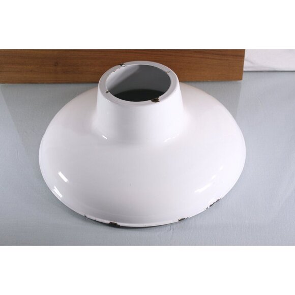 Vintage 16" Industrial Salvage Barn Light Shade in perfectly worn white enamel, - Picture 10 of 10